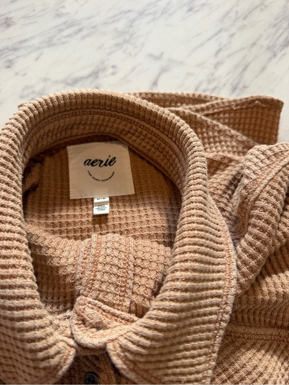 Aerie Lumberjane Waffle Knit Button Down Shirt Cappaccino Tan Size
Medium - Picture 8 of 10